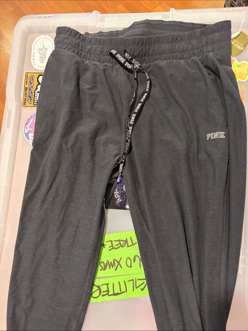 PINK Victoria's Secret Black Kids Joggers with Logo Drawstring